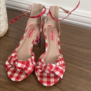 Red Gingham low heal shoe